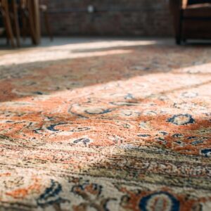 Extremely Fine Red Antique Allover Refined Floral Pattern Persian Tabriz Room Size Rug (SKU 20428) - in-room detail