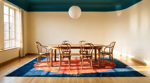 Fabulous antique red oval field art deco chinese rug 10 Fabulous antique red oval field art deco chinese rug (sku 24317) - room view