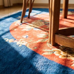 Fabulous Antique Red Oval Field Art Deco Chinese Rug (SKU 24317) - in-room detail