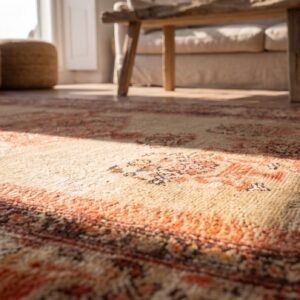 Antique Farahan Small Scatter Size Wool Ivory Rug (SKU 21402) - in-room detail