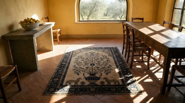Antique farhan persian allover floral knotted rug 10 Antique farhan persian allover floral knotted rug (sku 25157) - room view