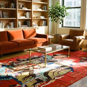 Antique Figural Chinese Allover Red Color Pictorial Textile Art (SKU 23721) - room view