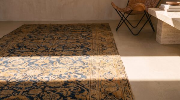 Fine blue allover herati design antique persian tabriz hallway runner wool rug 8 Fine blue allover herati design antique persian tabriz hallway runner wool rug (sku 19517) - in-room detail
