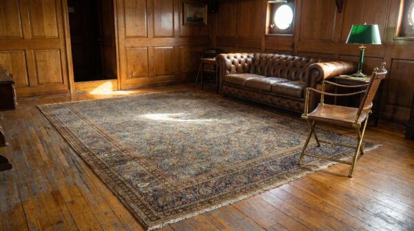 Fine blue antique dense allover floral pattern large room size persian paisley kashan rug 14 Fine blue antique dense allover floral pattern large room size persian paisley kashan rug (sku 19031) - room view