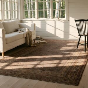 Fine Blue Floral Design Antique Long Narrow Persian Khorassan Gallery Rug (SKU 25609) - room view