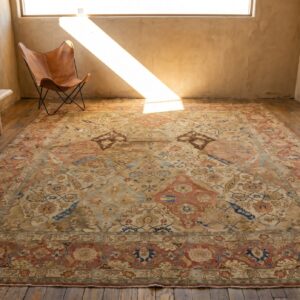 Fine Floral Ivory Background Antique Room Size Persian Garden Design Tabriz Rug (SKU 18785) - room view