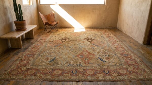 Fine floral ivory background antique room size persian garden design tabriz rug 17 Fine floral ivory background antique room size persian garden design tabriz rug (sku 18785) - room view