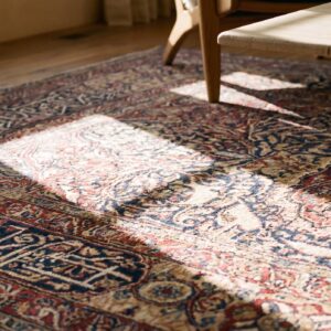 Antique Fine Floral Medallion Design Signed Late 19th Century Persian Khorassan Rug (SKU 25485) - in-room detail