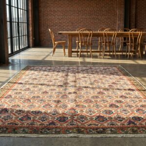 Fine Floral Trellis Pattern Small Antique Persian Farahan Hand Knotted Rug (SKU 18560) - room view