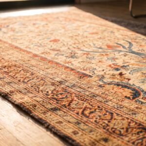 Fine Floral Vase Prayer Niche Pattern Antique Persian Small Size Khorassan Rug (SKU 21683) - in-room detail