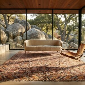 Fine Herati Pattern Antique Flatweave Persian Senneh Kilim Rug (SKU 25046) - room view