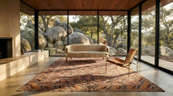 Fine herati pattern antique flatweave persian senneh kilim rug 7 Fine herati pattern antique flatweave persian senneh kilim rug (sku 25046) - room view