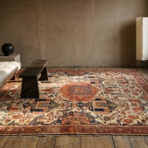 Fine Ivory Room Size Tribal Pictorial Antique 19th Century Persian Malayer Rug (SKU 19765) - room view