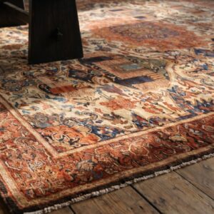Fine Ivory Room Size Tribal Pictorial Antique 19th Century Persian Malayer Rug (SKU 19765) - in-room detail