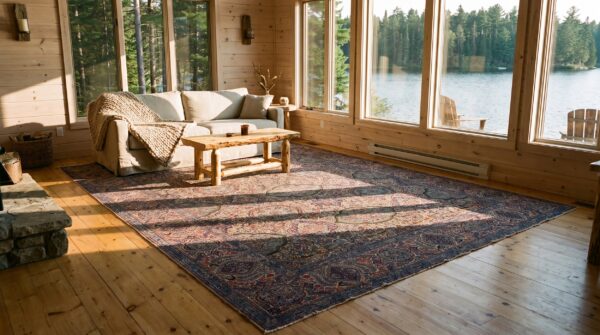 Fine large room size antique floral persian kerman wool hand knotted pile rug 7 Fine large room size antique floral persian kerman wool hand knotted pile rug (sku 25577) - room view