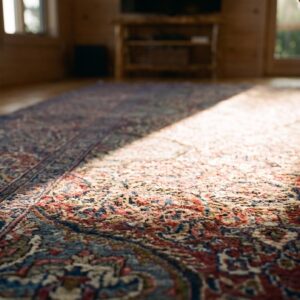 Fine Large Room Size Antique Floral Persian Kerman Wool Hand Knotted Pile Rug (SKU 25577) - in-room detail