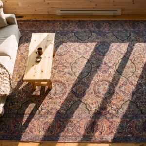 Fine Large Room Size Antique Floral Persian Kerman Wool Hand Knotted Pile Rug (SKU 25577) - styled overhead view