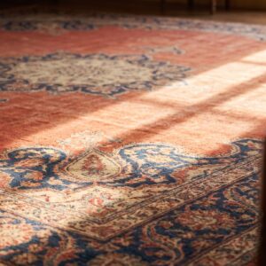 Fine Antique Late 19th Century Large Red Classic Paisley Persian Open Field Medallion Tabriz Rug (SKU 18716) - in-room detail