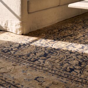 Fine Paisley Boteh Design Antique Long and Narrow Persian Khorassan Gallery Rug (SKU 21784) - in-room detail