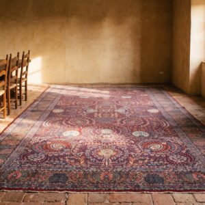 Fine Traditional Densely Floral Antique Purple Persian Kerman Rug (SKU 21896) - room view