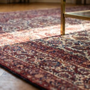 Fine Weave Allover Floral Design Antique Ivory Persian Room Size Kashan Rug (SKU 19633) - in-room detail