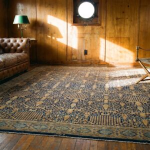 Fine Weave Blue Color Antique Floral Large Oversized Persian Kerman Carpet (SKU 19782) - room view
