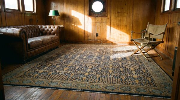 Fine weave blue color antique floral large oversized persian kerman carpet 6 Fine weave blue color antique floral large oversized persian kerman carpet (sku 19782) - room view