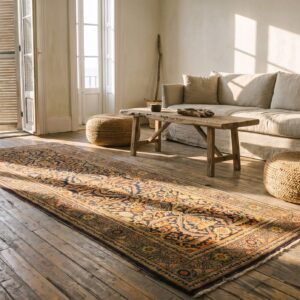 Fine Weave Blue Antique Persian Tabriz Hallway Runner Rug (SKU 20967) - room view