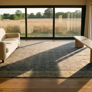 Fine Weave Classic Room Size Herati Pattern Antique Persian Blue Tabriz Carpet (SKU 20951) - room view