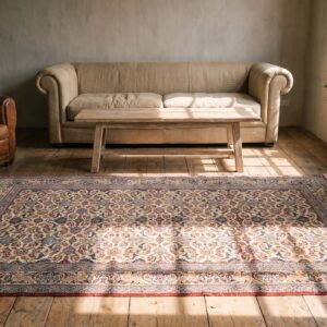 Fine Weave Intricate Floral Pattern Antique Ivory Persian Nain Rug (SKU 22155) - room view