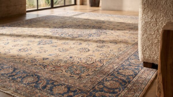 Fine weave intricate floral pattern antique oversized persian kerman rug 10 Fine weave intricate floral pattern antique oversized persian kerman rug (sku 19878) - in-room detail