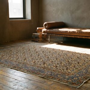 Fine Weave Antique Ivory Persian Tabriz Small Scatter Size Wool Pile Rug (SKU 19410) - room view