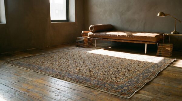 Fine weave antique ivory persian tabriz small scatter size wool pile rug 5 Fine weave antique ivory persian tabriz small scatter size wool pile rug (sku 19410) - room view