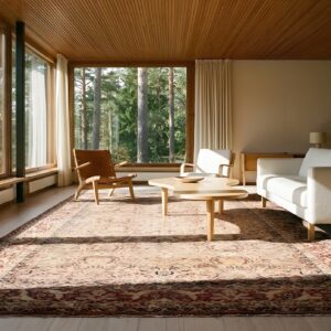 Fine Weave Light Color Antique Floral Large Oversized Persian Kerman Carpet (SKU 23799) - room view