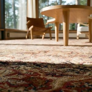 Fine Weave Light Color Antique Floral Large Oversized Persian Kerman Carpet (SKU 23799) - in-room detail