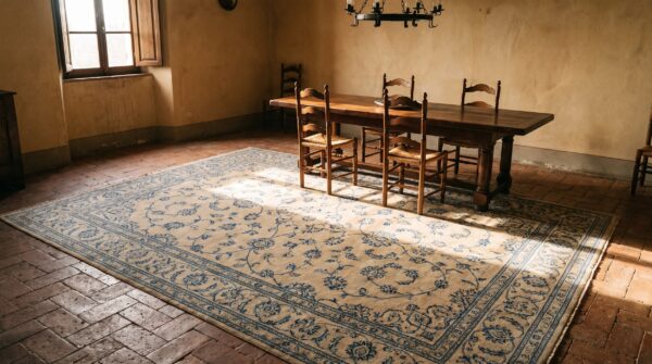 Fine weave oversized antique light color floral persian tabriz wool pile rug 9 Fine weave oversized antique light color floral persian tabriz wool pile rug (sku 20852) - room view