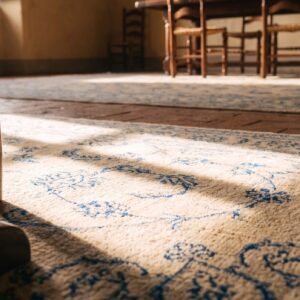 Fine Weave Oversized Antique Light Color Floral Persian Tabriz Wool Pile Rug (SKU 20852) - in-room detail