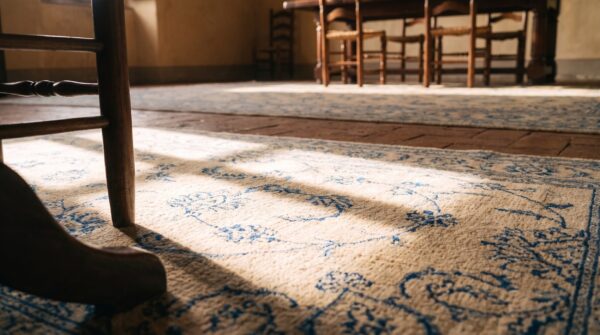 Fine weave oversized antique light color floral persian tabriz wool pile rug 10 Fine weave oversized antique light color floral persian tabriz wool pile rug (sku 20852) - in-room detail