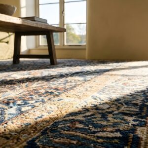 Fine Weave Antique Small Scatter Size Floral Pattern Blue Persian Iranian Nain Rug (SKU 25571) - in-room detail