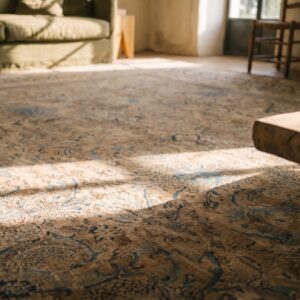 Fine Weave Antique Taupe and Blue Huge Oversized Persian Moud Khorassan Carpet (SKU 18547) - in-room detail