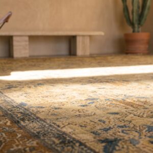 Fine Antique Yellow Persian Kerman Large Oversized Carpet (SKU 20198) - in-room detail