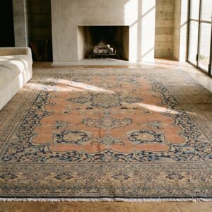 Finely Woven Room Size Antique 19th Century Coral Persian Floral Tabriz Rug (SKU 18562) - room view