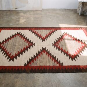 Flatwoven Antique Tribal Geometric Navajo Native American Square Area Rug (SKU 21705) - styled overhead view