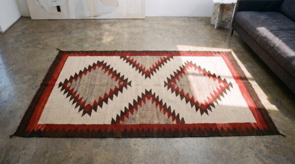 Flatwoven antique tribal geometric navajo native american square area rug 2 Flatwoven antique tribal geometric navajo native american square area rug (sku 21705) - styled overhead view
