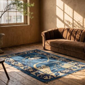 Antique Floral Chinese Crane Design Wool Hand Knotted Scatter Rug (SKU 22373) - room view