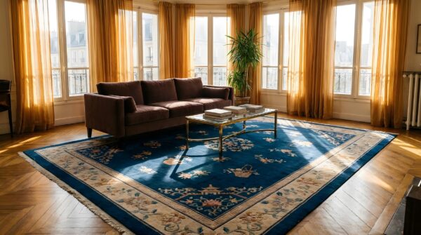 Hand knotted wool pile floral antique chinese deco carpet 7 Hand knotted wool pile floral antique chinese deco carpet (sku 25802) - room view