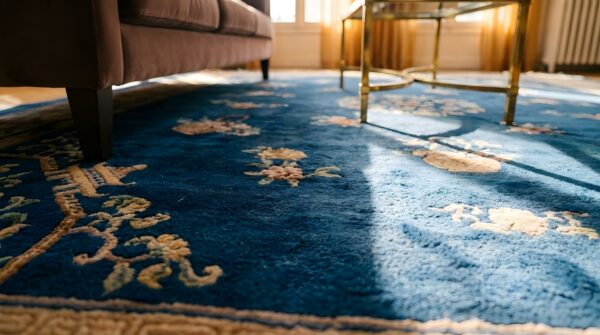 Hand knotted wool pile floral antique chinese deco carpet 8 Hand knotted wool pile floral antique chinese deco carpet (sku 25802) - in-room detail
