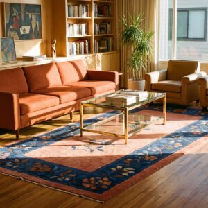 Antique Floral Wool Hand Knotted Pile Coral 1925 Rug (SKU 25488) - room view