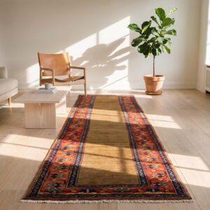 Antique Floral Wool Hand Knotted Hallway Runner Rug 1890s (SKU 22667) - room view