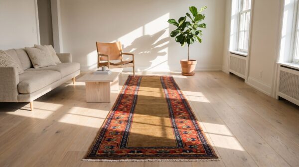 Antique floral wool hand knotted hallway runner rug 1890s 10 Antique floral wool hand knotted hallway runner rug 1890s (sku 22667) - room view